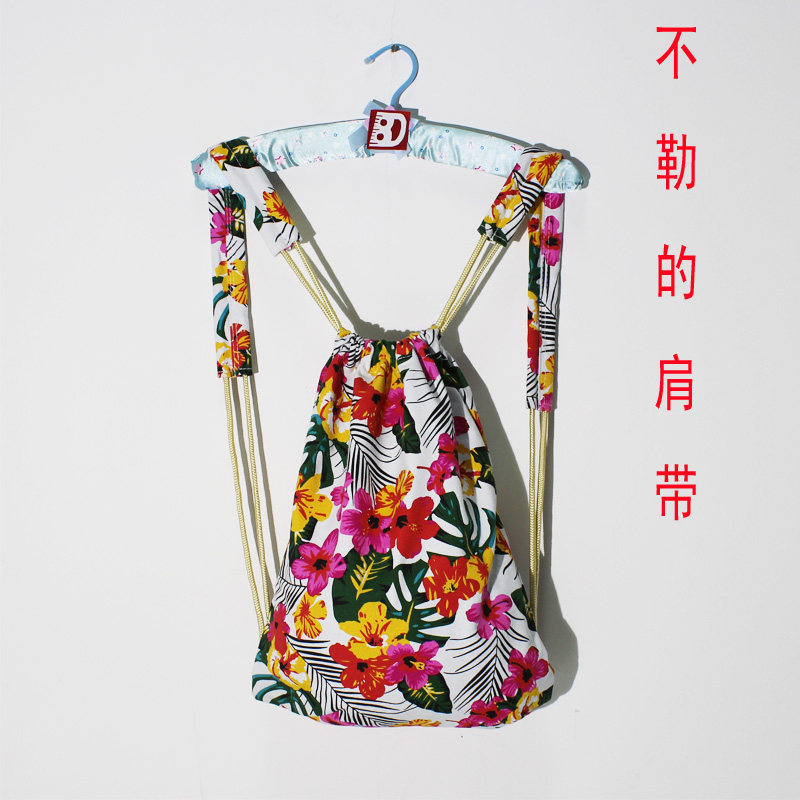 (Bag Full of E) Fresh Thickened Canvas Draw Rope Double Shoulder Bunch Pocket Fitness Peri-Riding Sports Yoga-to-Shoulder Bag