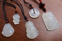  Natural ice species White Chalcedony Agate Pendant Jingle Cat Jade Guanyin Guan Gong Jade Buddha Ruyi Peace Buckle Pendant Pendant