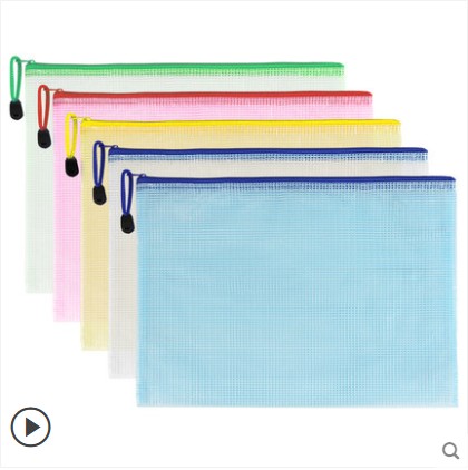 Thicken ultra - toughness A4 grid bag mesh pull bag zipper bag Public bag Examination pen bag File bag