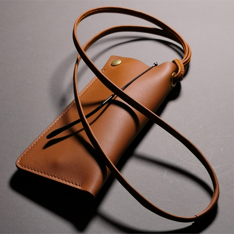 Xianxia Handmade Swift Calfskin Halter Neck Sunglasses Storage Bag Portable Genuine Leather Sunglasses Case Eyewear Pouch