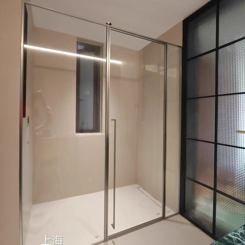 Minimalist Shower Room Glass Full Frame Flat Door Straight Bathroom Dry and Wet Separation Partition Sunken Bath Screen