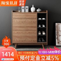 Simple modern living room wall porch shoe cabinet integrated storage cabinet Nordic solid wood shoe cabinet home door locker