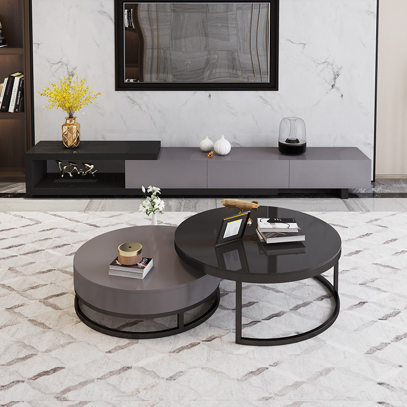 Nordic Home Round Tea Table Modern Minima Small Household Type Creative Tea Table TV Cabinet Living-room Tempered Glass Tea Table