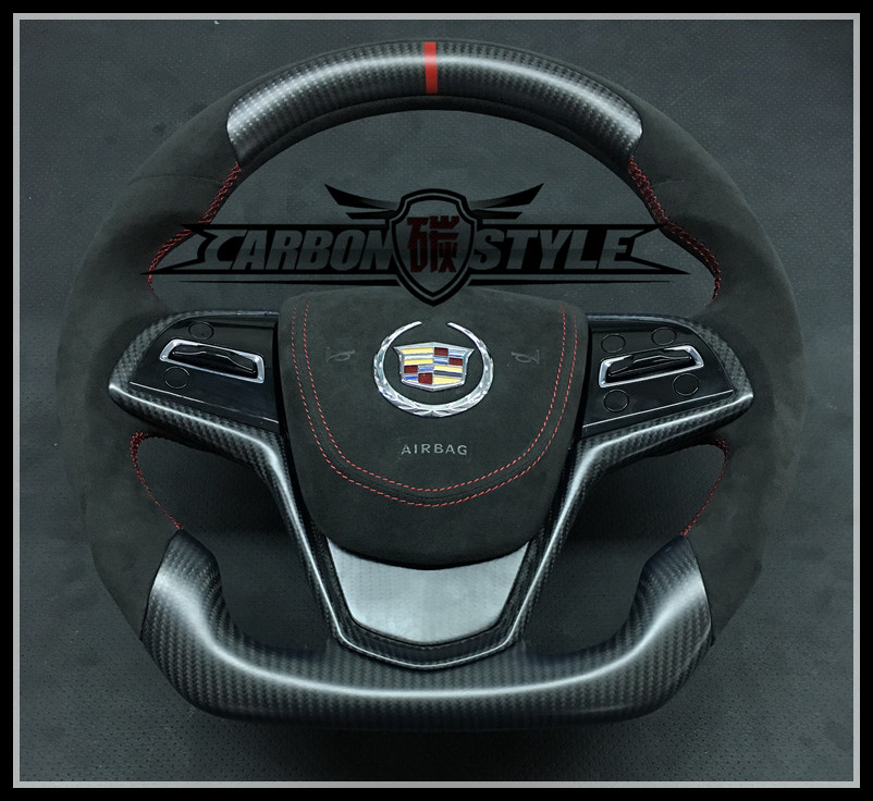 Suitable for Cadillac modified and upgraded ATSL CTS modified flat-bottomed D-type carbon fiber steering wheel cover assembly