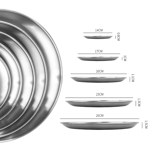 Обеденная тарелка из нержавеющей стали, посуда, комплект, увеличенная толщина, простой и элегантный дизайн