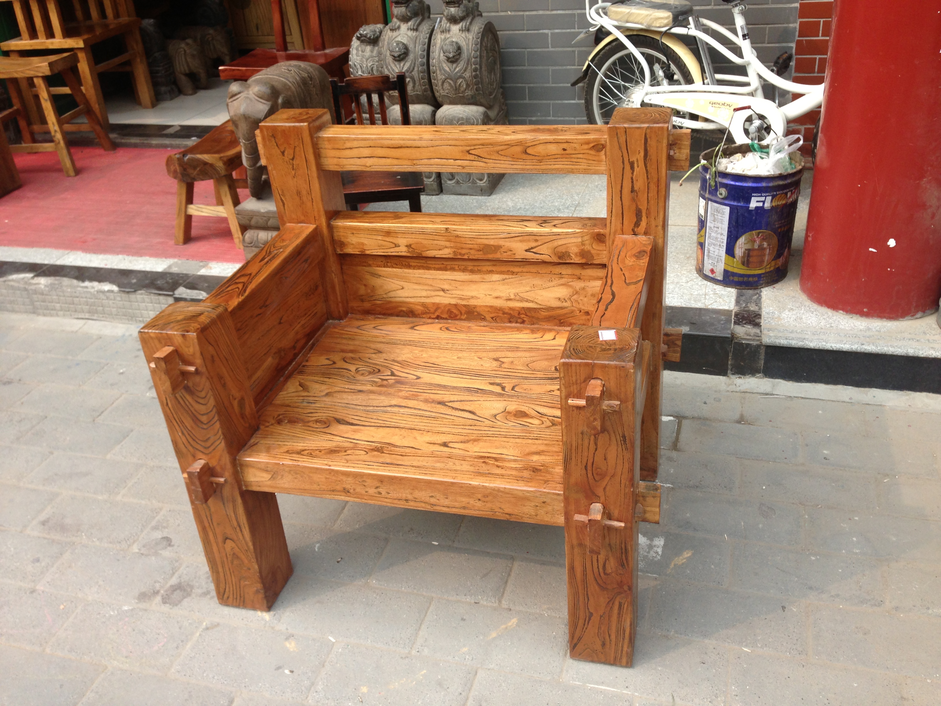 Nguyên bản cũ sinh thái sofa elm đồ nội thất phòng khách năm mảnh đồ nội thất Hàn Quốc đồ nội thất phong hóa - Bộ đồ nội thất sofa gỗ đơn giản