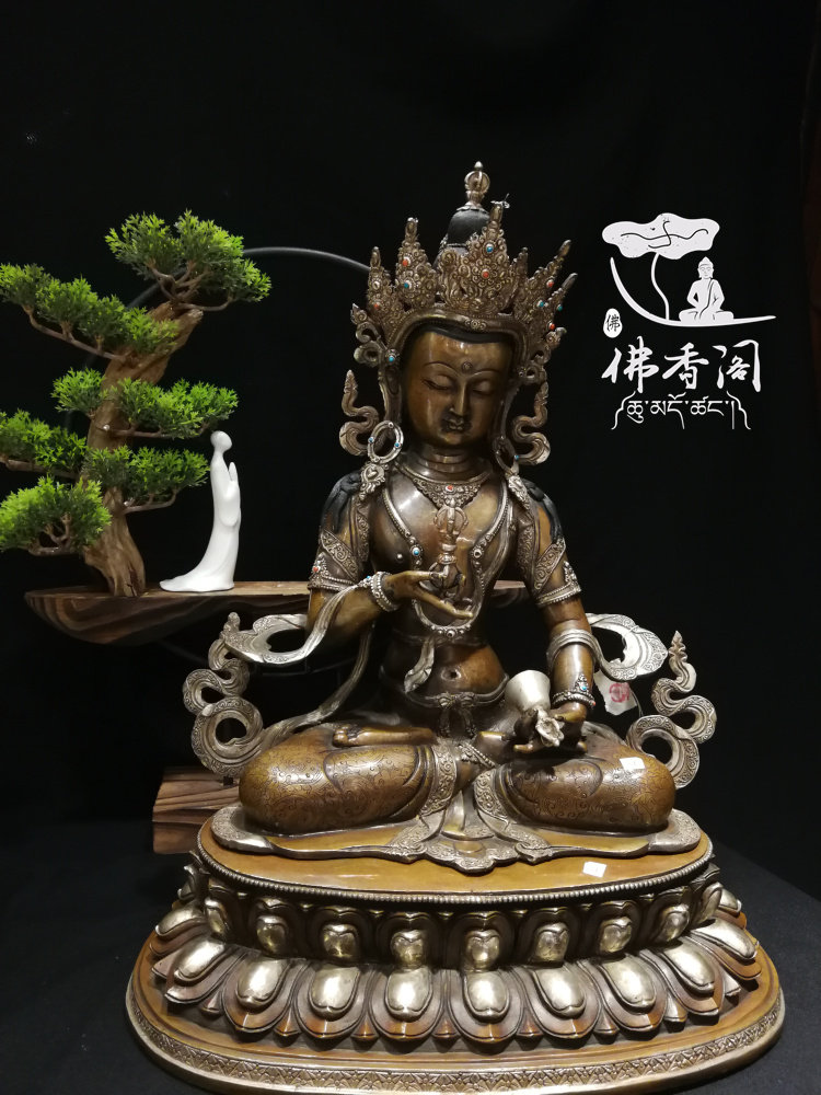 Nepal hand - made 47cm copper - silver - silver - bronze - silver - tattoo - Tibetan Buddha - statue is low - priced