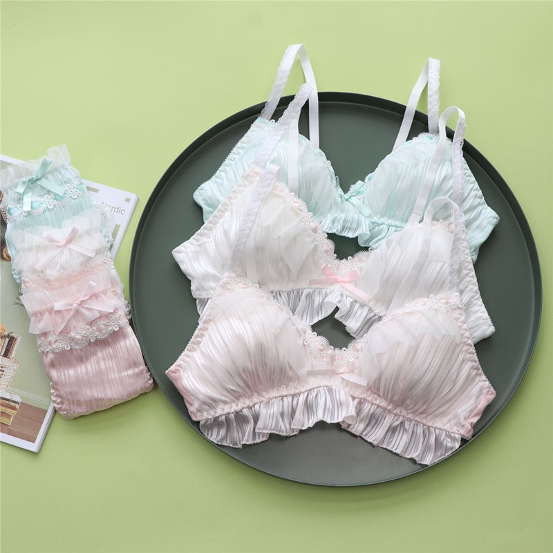 Day Department Soft Sister No steel ring underwear Snow spinning water soluble Little white flowers Students sweet and cute Girl lingerie suit Summer