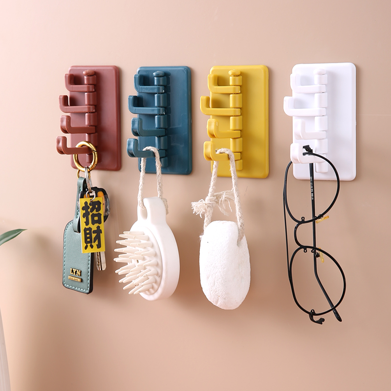 Creative organ rotating hook household kitchen wall hanging plastic hook door rear hanger hook bathroom wall seamless sticky hook