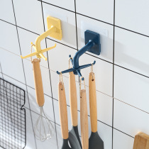 Kitchen non-perforated rotatable adhesive hook Wall multifunctional household spatula spoon kitchenware storage top hanging artifact