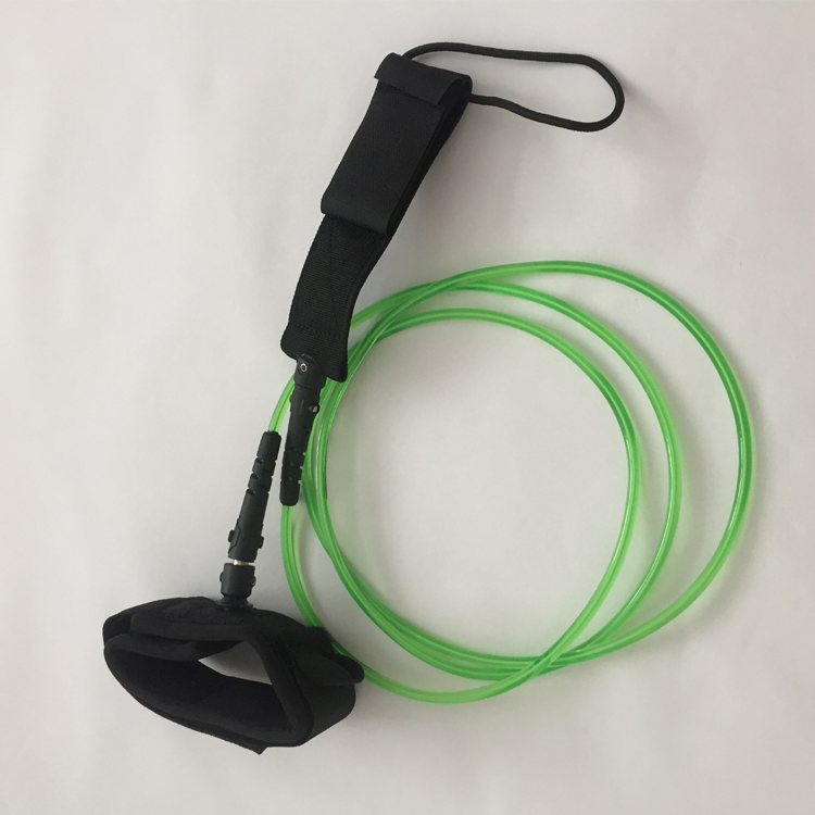 Surfboard foot rope TPU lifesaving double rotating head stainless steel paddle board safety rope 6 feet 5MM green straight rope