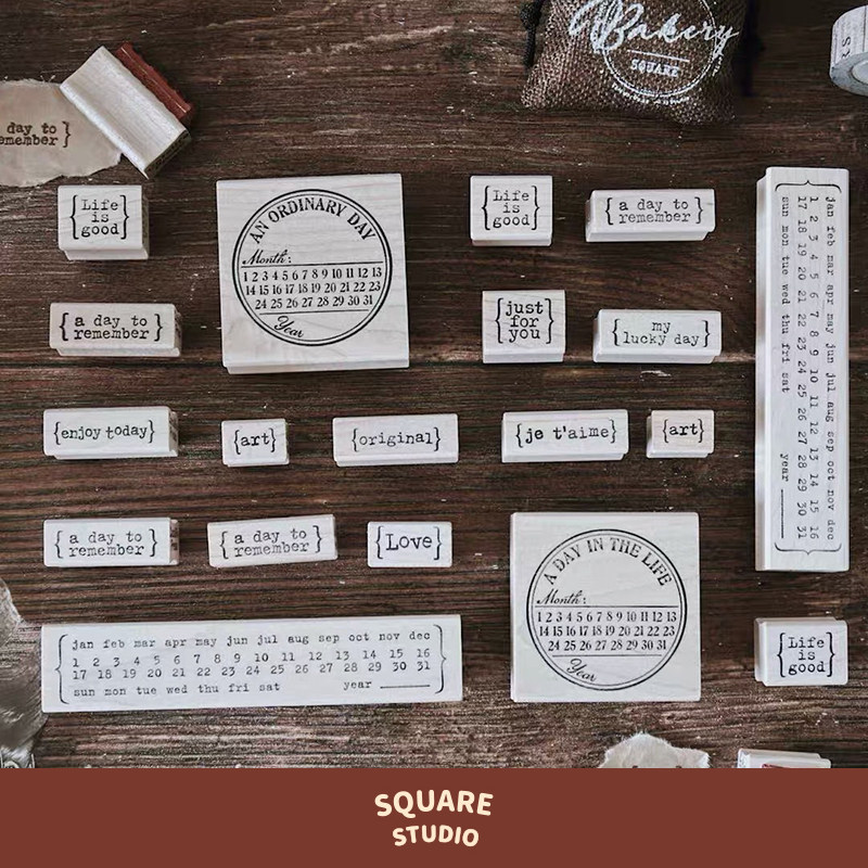 (squared Studio) Catslife calendar seal US wood rubber stamp retro handbills 100 hitch-Taobao