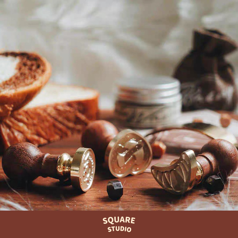 (Square Studio)Bakery Original Series Fire Paint Seal Bread Sealing Wax Croissant Hand Account Handmade