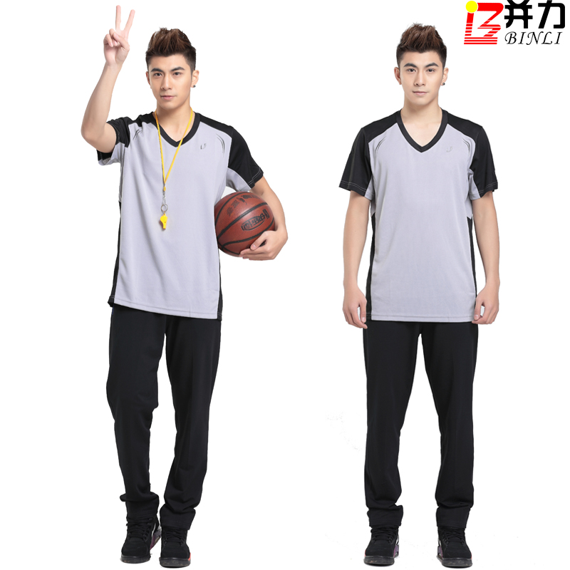 Basketball referee suit short sleeve t-shirt long pants set professional competition referee jersey sports suit