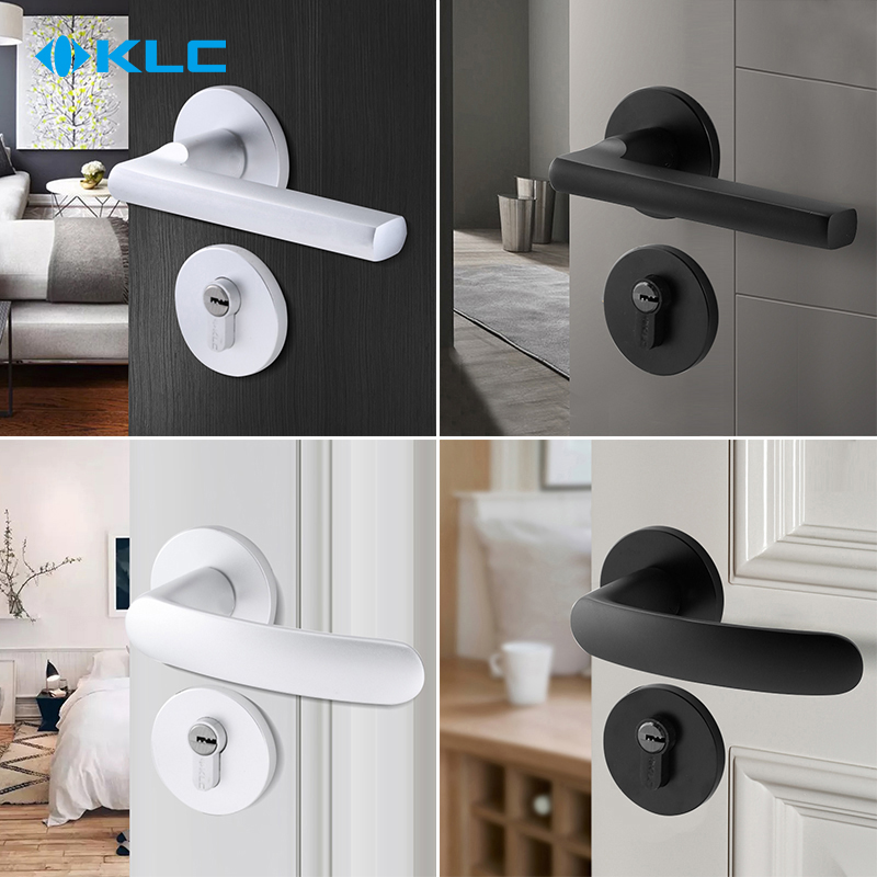 KLC door lock Indoor bedroom silent room door lock Black powder room solid wood door handle Household universal lock