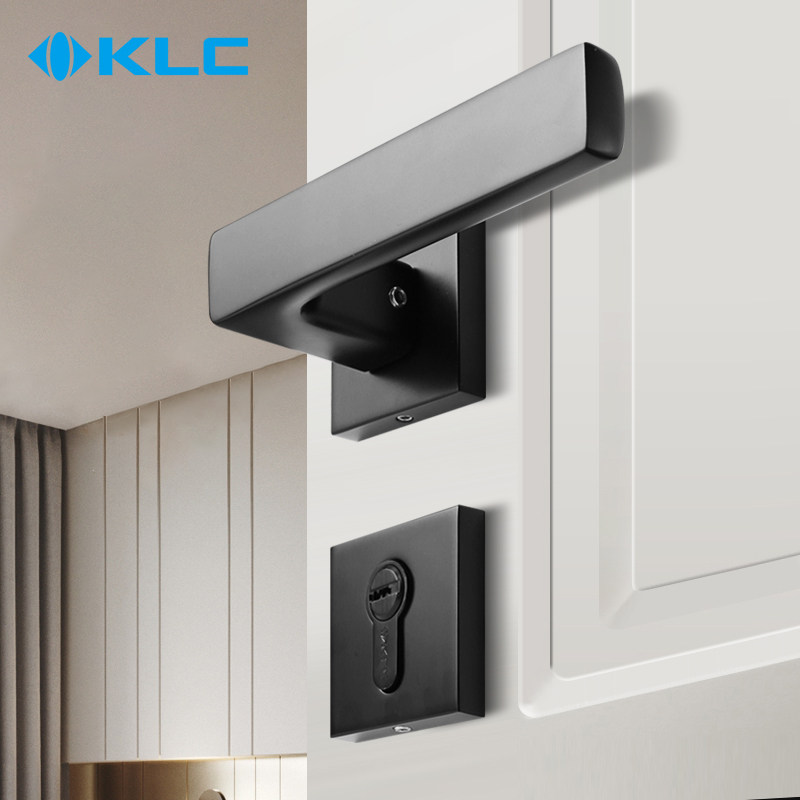 KLC door lock Indoor bedroom Nordic door Household universal American two-piece Black mute door lock three-piece set