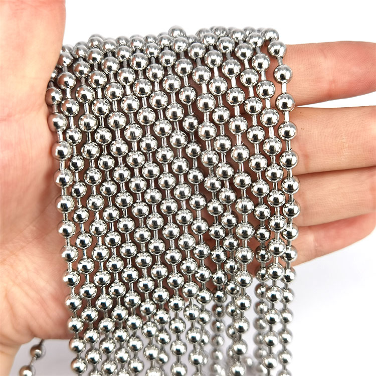 Stainless titanium steel New hand chain Extended round ball wave necklace Listing chain Curtain chain tag Silver ball beads