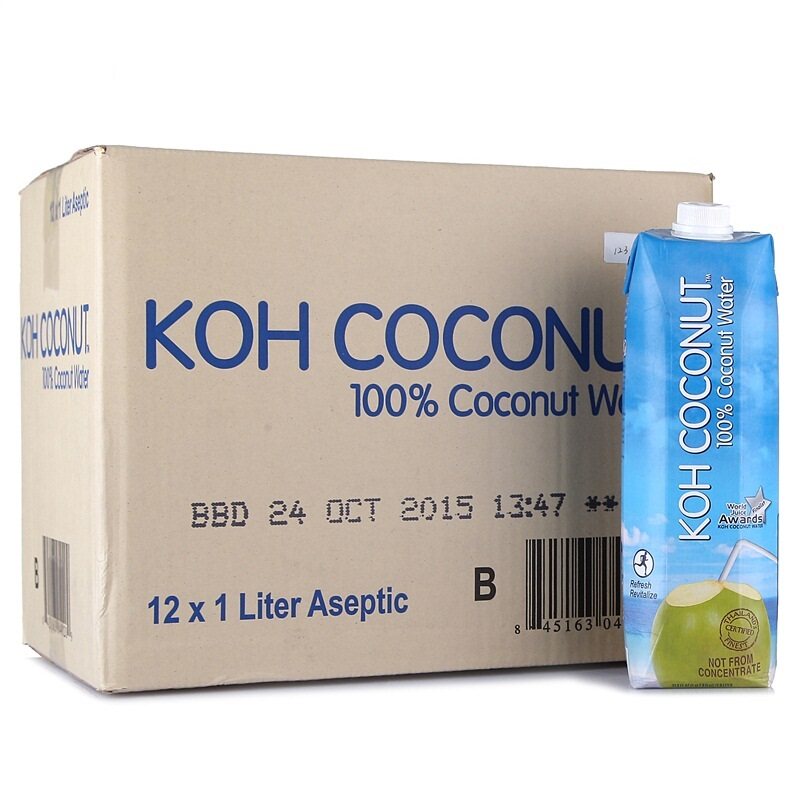 Thailand imported Kohcoconut 100% pure coconut water juice 1L*12 boxes of new and old packaging randomly sent