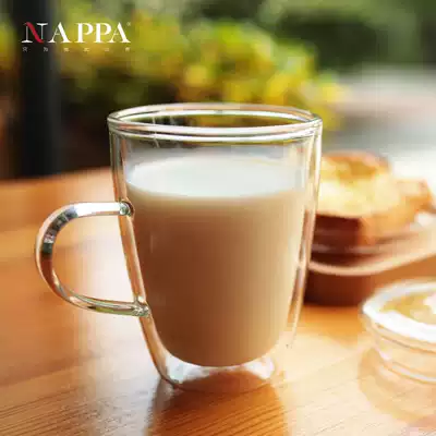 NAPPA Heatable Milk Cup double glass water cup female tropical lid Cup Tea Cup insulation explosion proof coffee cup