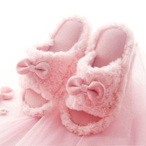 Non-slip thick-bottomed cute indoor home wooden floor shoes couples home autumn and winter plush dormitory student bedroom