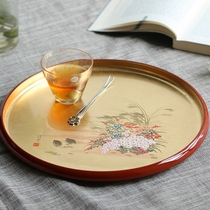  Japan imported Yamanaka lacquerware Daisy autumn grass tray Wedding tea tray Japanese high-end handmade gold leaf tea tray