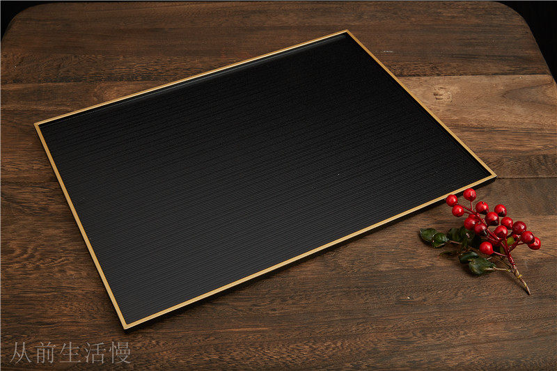 Spot made in Japan Yamanaka Tsukasa rectangular Black lacquer plate Gilt-edge vase flower table cushion board Tea tray