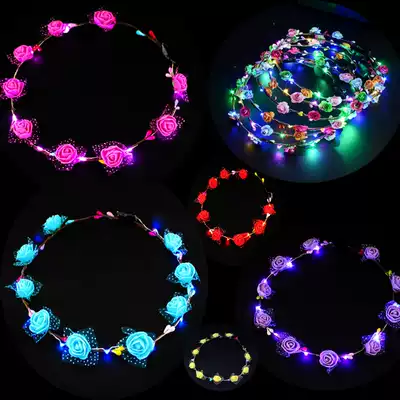 Luminous wreath glowing headgear LED lights concert headband children's stalls night market glowing toys ground push