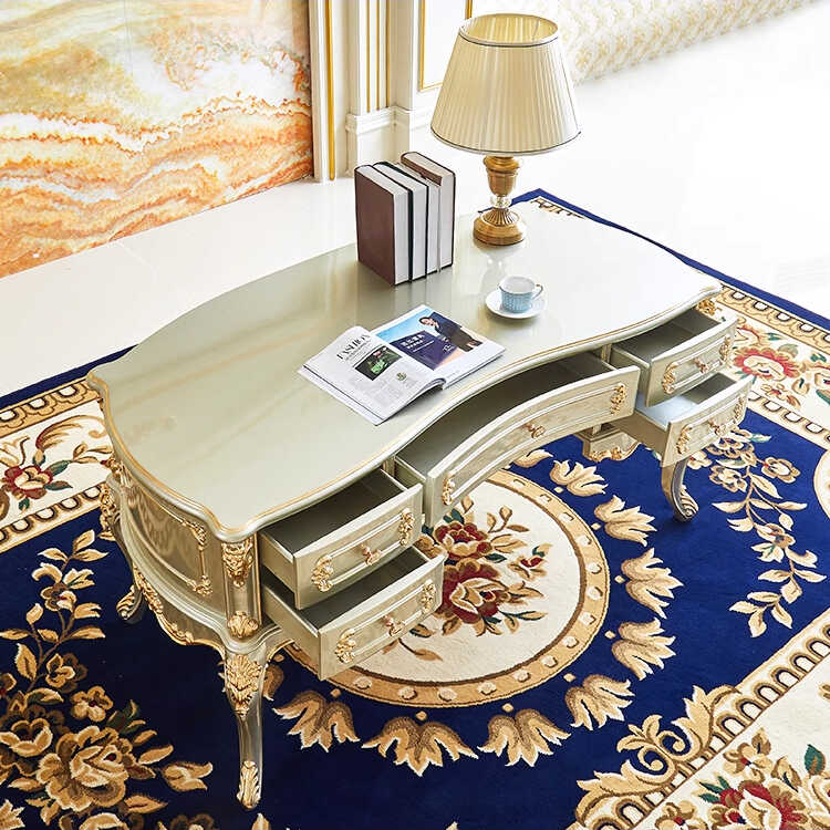 欧式书桌台式办公桌1.6米：法式香槟金轻奢美学的居家办公新宠