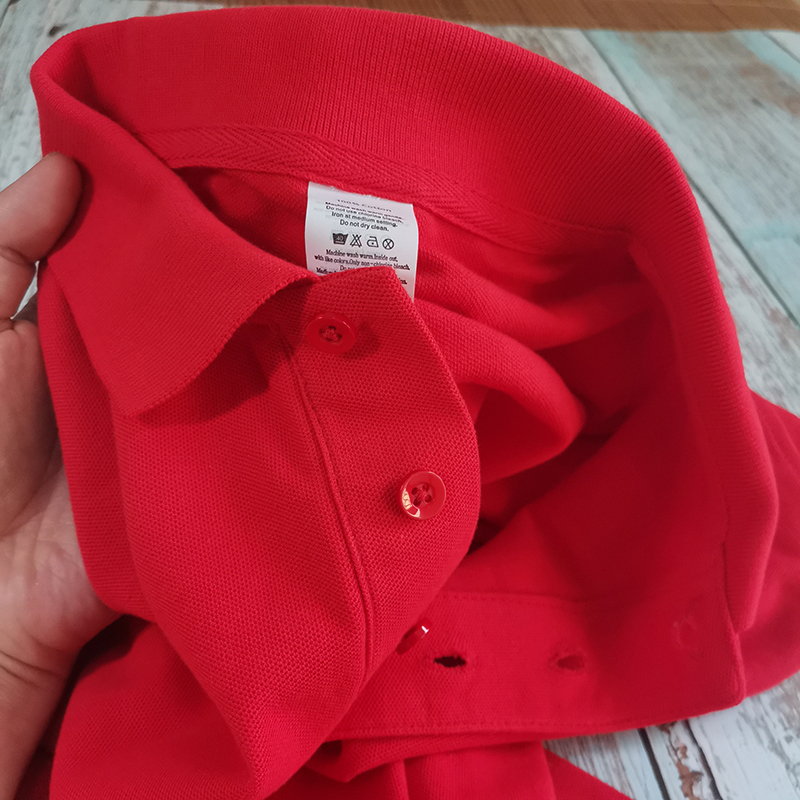 Short-Sleeved Pure Cotton Polo Shirt for Summer Men, Loose Fit, Bright Red, Business Style, Solid Color, Long-Sleeved, Turn-Down Collar T-Shirt, Chinese Red with Printed Logo