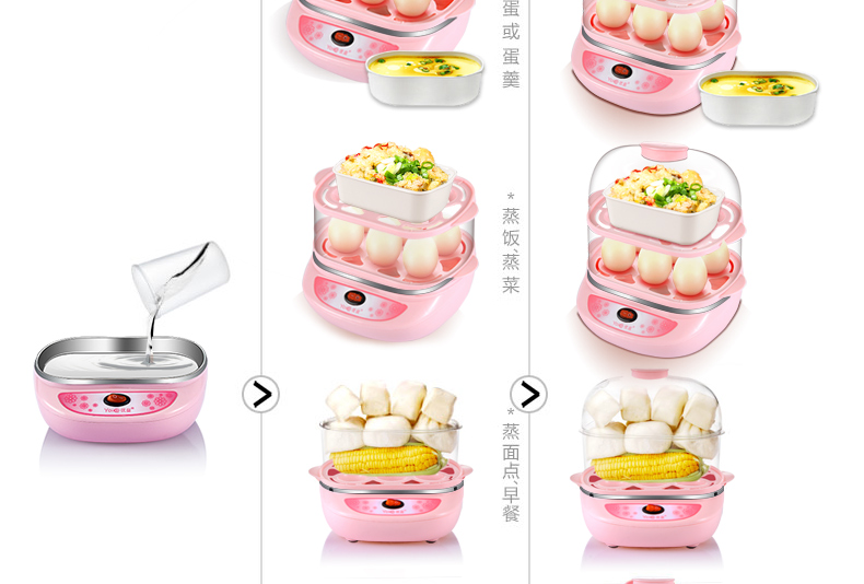 Nồi hấp trứng hai lớp Yoice / Youyi Y-ZDQ3 tự động tắt nguồn chống cháy khô 12 quả trứng Authentic - Nồi trứng 	nồi lẩu mini tốt nhất