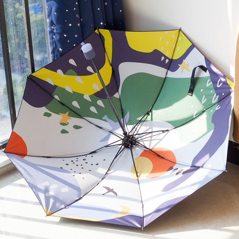 Graffiti Umbrella Folding Umbrella Sunscreen Anti-UV Sun and Rain Dual-use Umbrella Tri-fold Umbrella Female Umbrella Personality Male