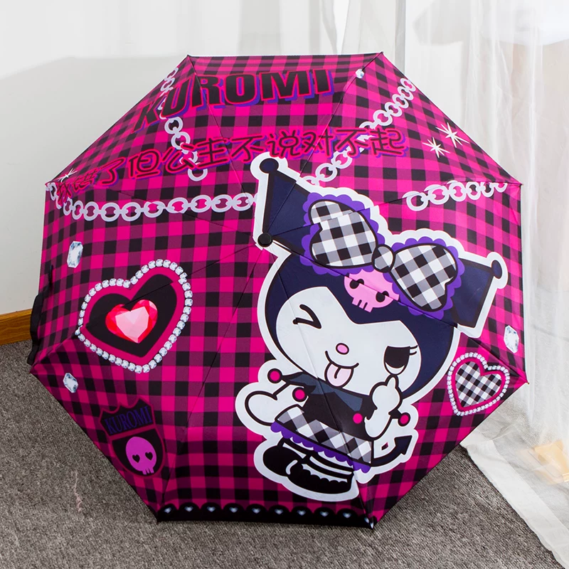 [Kuromi库洛米太阳伞三折伞晴雨伞两用防晒防紫外线折叠少女心可爱]