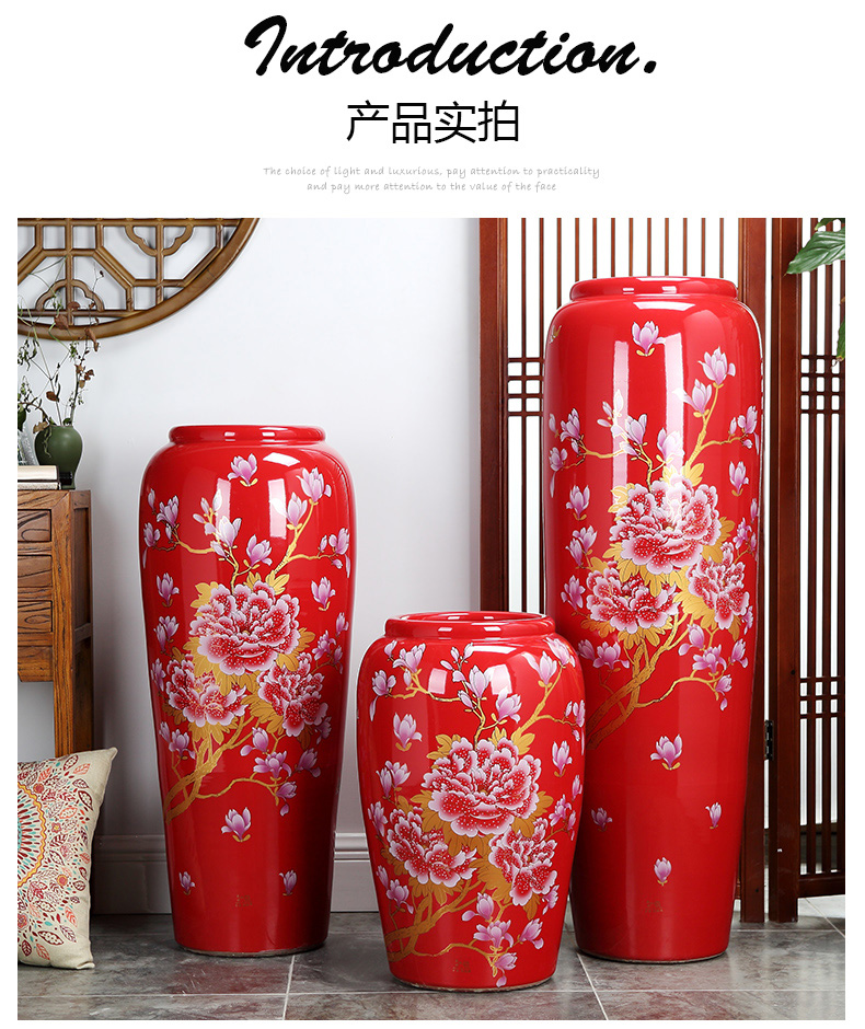 Jingdezhen ceramics 3 sets of large red vase I household housewarming gift sitting room adornment is placed