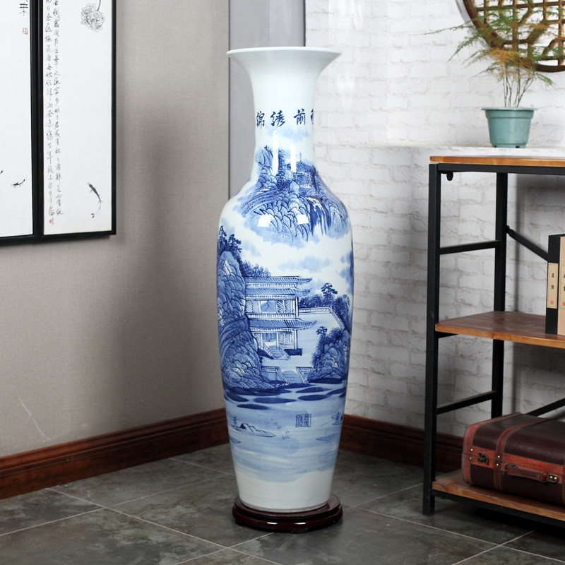 Jingdezhen ceramics of large vases, hand - made of blue and white porcelain hotel opening gifts sitting room adornment is placed