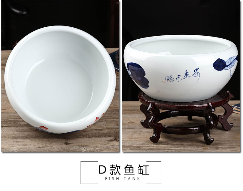 Jingdezhen ceramics aquarium hand - made sitting room desktop furnishing articles turtle tank goldfish bowl lotus lotus basin