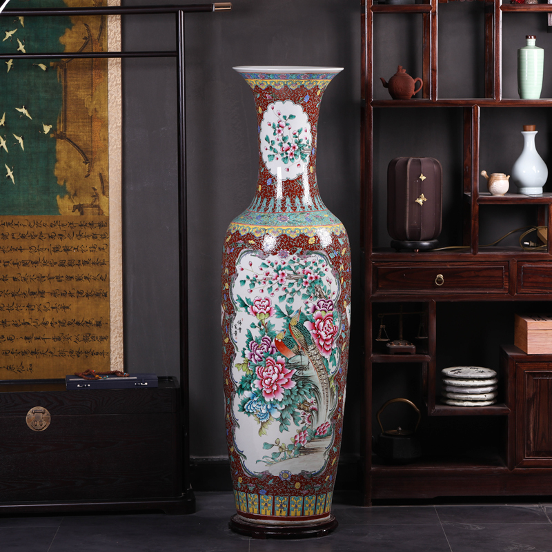 Jingdezhen ceramics of large vase archaize pastel hand - made hotel opening gifts sitting room office furnishing articles