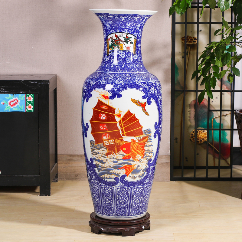 Jingdezhen ceramics powder enamel vase of large hotel opening gifts lobby decoration crafts are sitting room