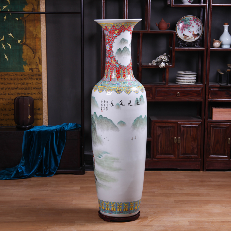 Jingdezhen ceramics to heavy ground vase archaize pastel hand - made sitting room hotel opening gifts flower arranging furnishing articles