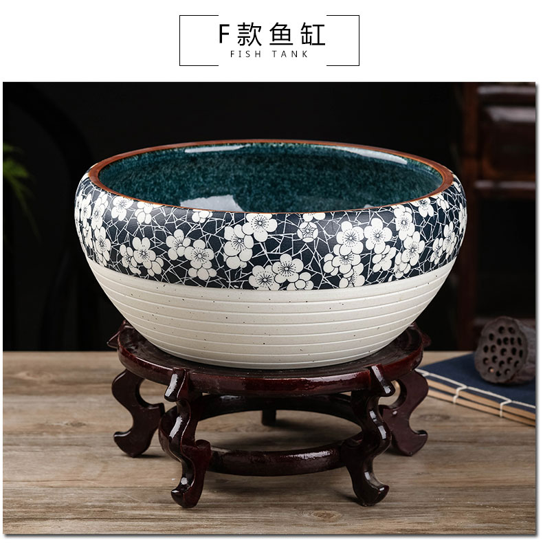 Jingdezhen ceramics aquarium hand - made sitting room desktop furnishing articles turtle tank goldfish bowl lotus lotus basin