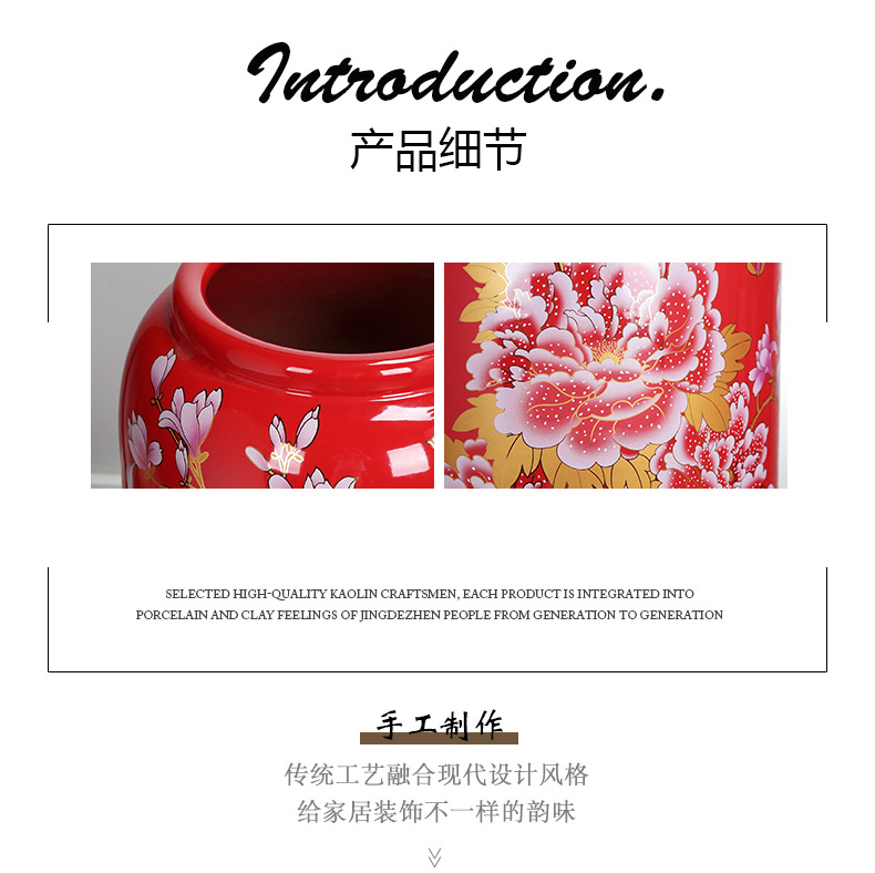 Jingdezhen ceramics 3 sets of large red vase I household housewarming gift sitting room adornment is placed