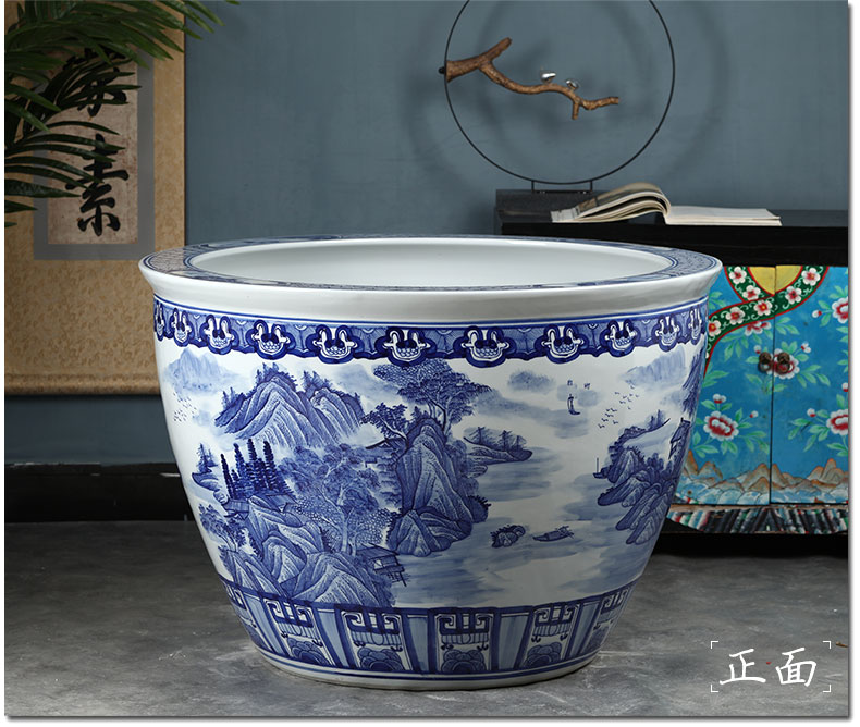 Jingdezhen ceramics to heavy landing fish tank water lily hydroponic bath crock cylinder town curtilage courtyard feng shui decorative furnishing articles