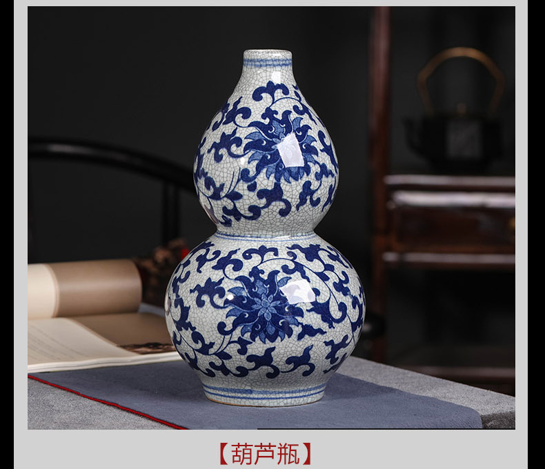 Blue and white porcelain of jingdezhen ceramics bound branch lotus bottle of new Chinese style decoration room porch flower arrangement handicraft furnishing articles