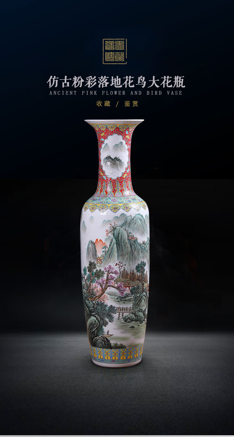 Jingdezhen ceramics to heavy ground vase archaize pastel hand - made sitting room hotel opening gifts flower arranging furnishing articles