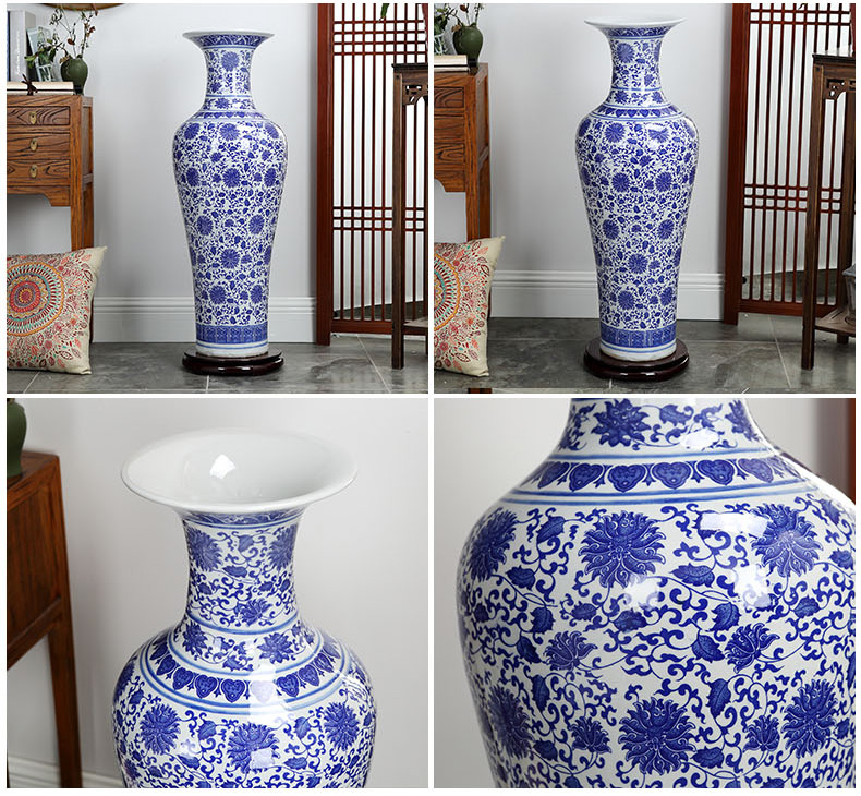 Jingdezhen ceramics of large vases, hand - made potted European - style flower arrangement sitting room adornment is placed in porch sweets