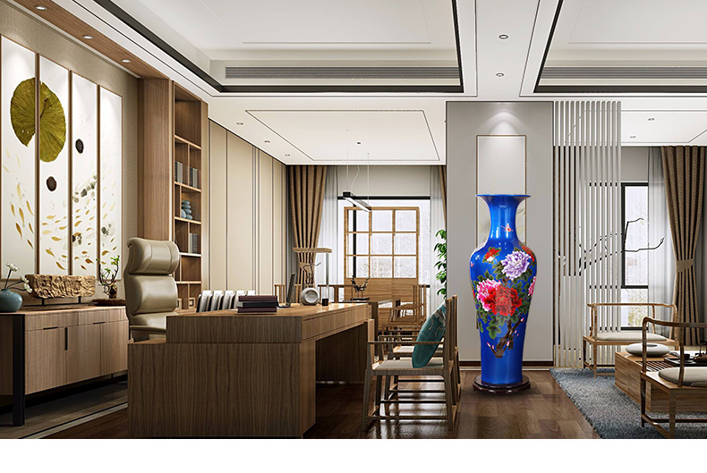 Jingdezhen ceramics of large vase peony modern home sitting room adornment is placed hotel opening gifts