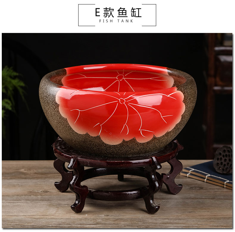 Jingdezhen ceramics aquarium hand - made sitting room desktop furnishing articles turtle tank goldfish bowl lotus lotus basin