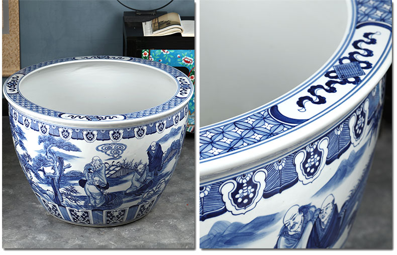 Jingdezhen ceramics to heavy landing fish tank water lily hydroponic bath crock cylinder town curtilage courtyard feng shui decorative furnishing articles