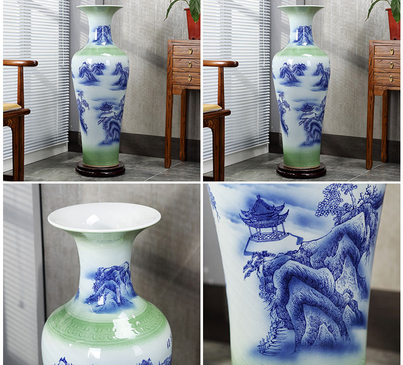 Jingdezhen ceramics of large vases, hand - made potted European - style flower arrangement sitting room adornment is placed in porch sweets