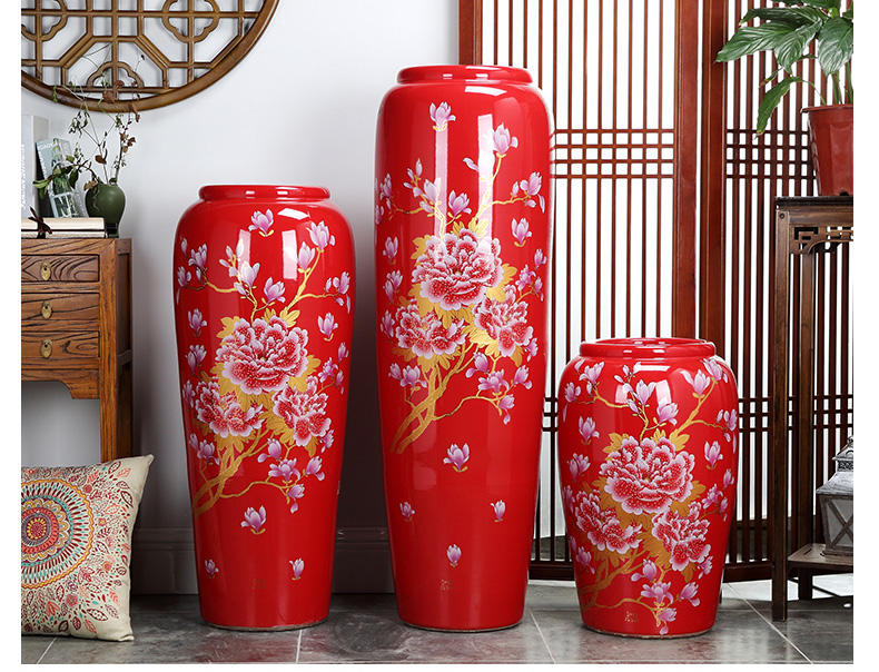 Jingdezhen ceramics 3 sets of large red vase I household housewarming gift sitting room adornment is placed