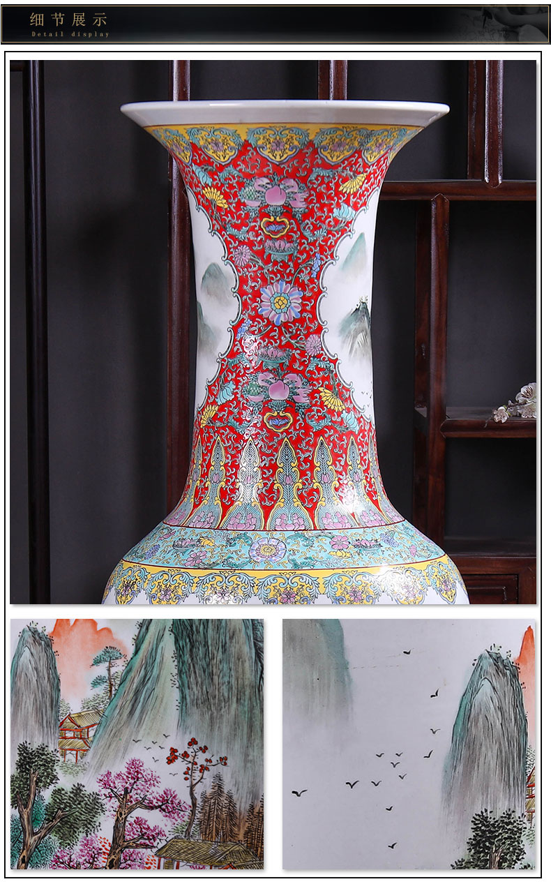 Jingdezhen ceramics to heavy ground vase archaize pastel hand - made sitting room hotel opening gifts flower arranging furnishing articles